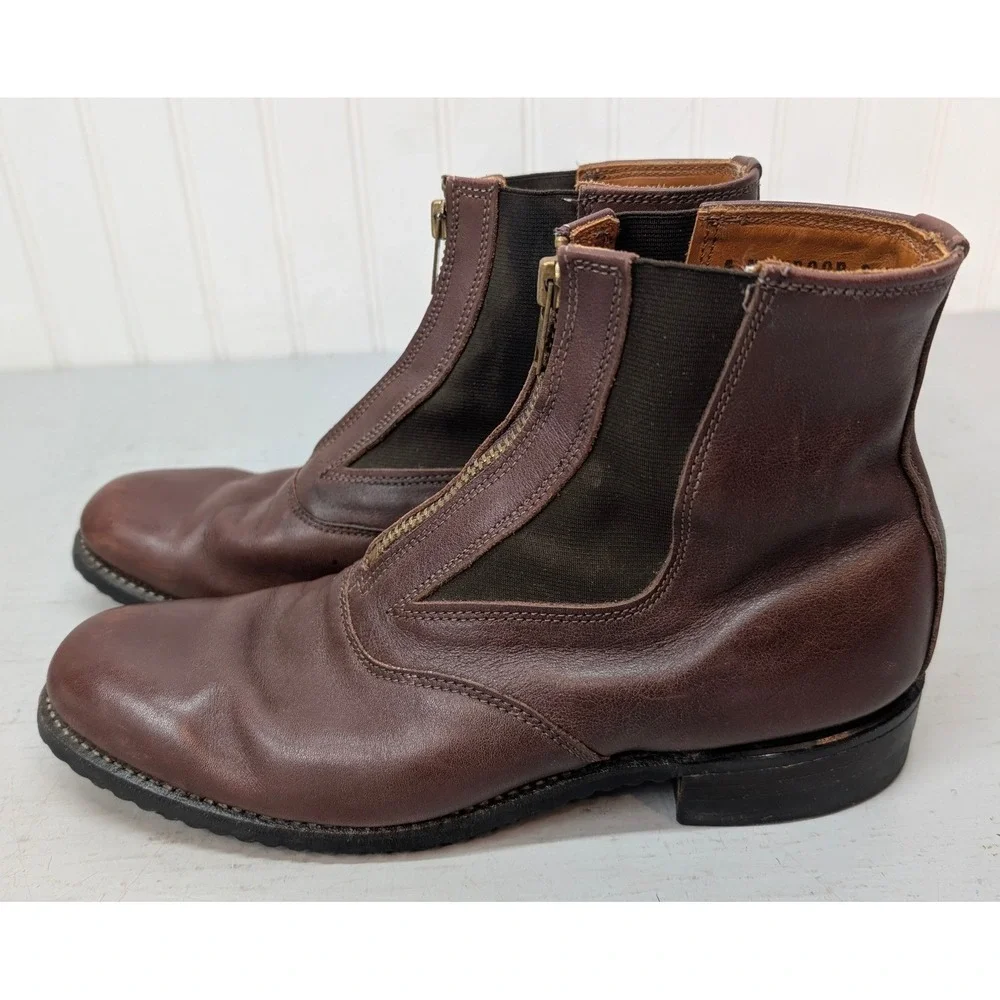 A.M. Kroop & Son Custom Front Zip Paddock Equestrian Boots Brown Leather Size 7